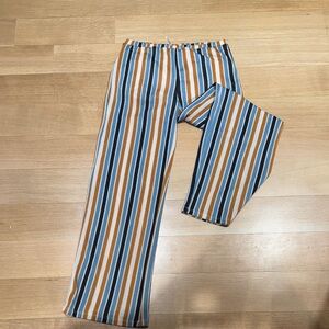 Free People Striped Wide Leg Pants - Blue, White, Orange